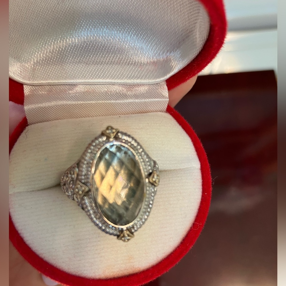 18K Yellow Gold & Sterling Silver Diamonds Ring